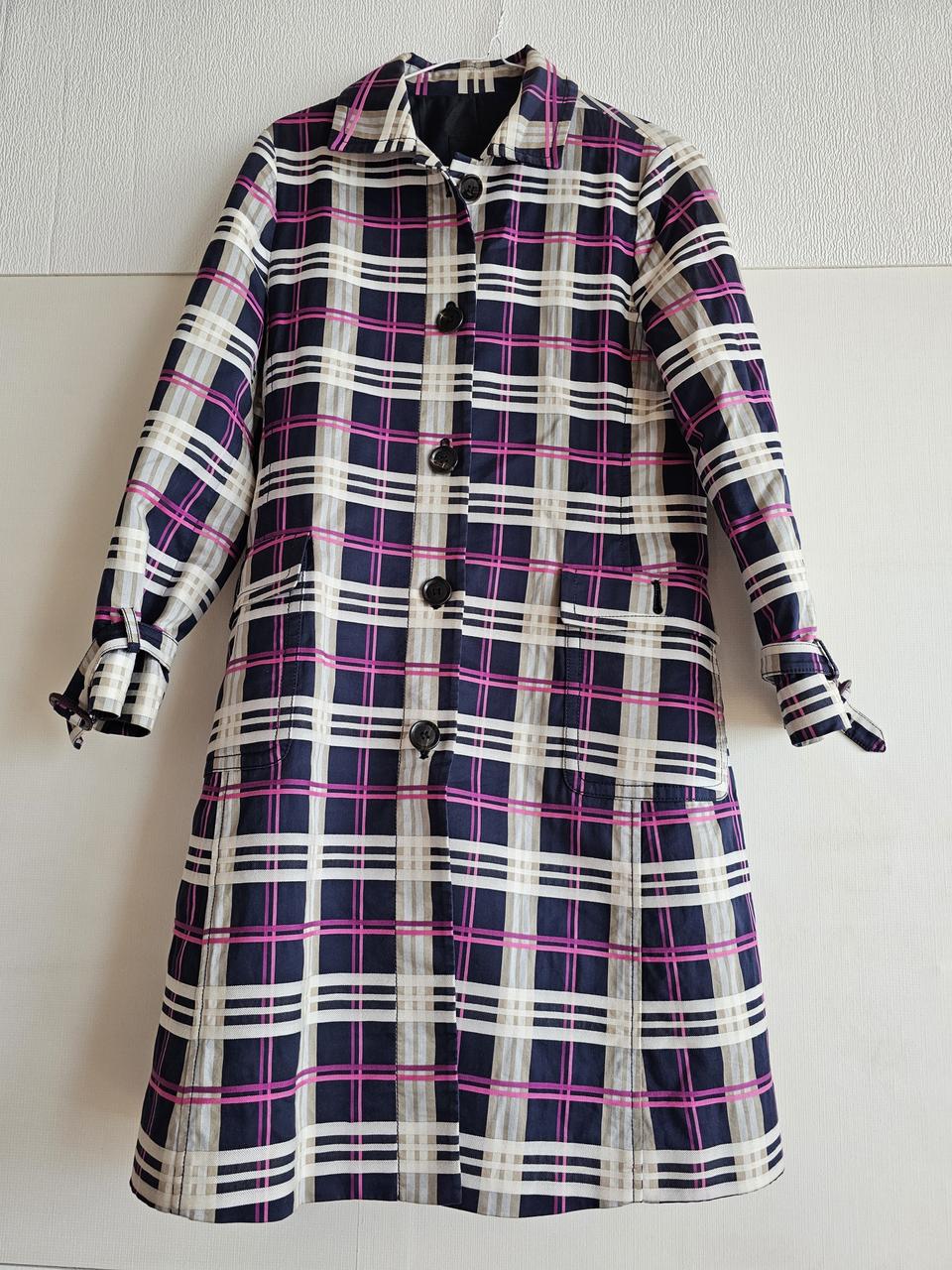 체크무늬 트렌치코트