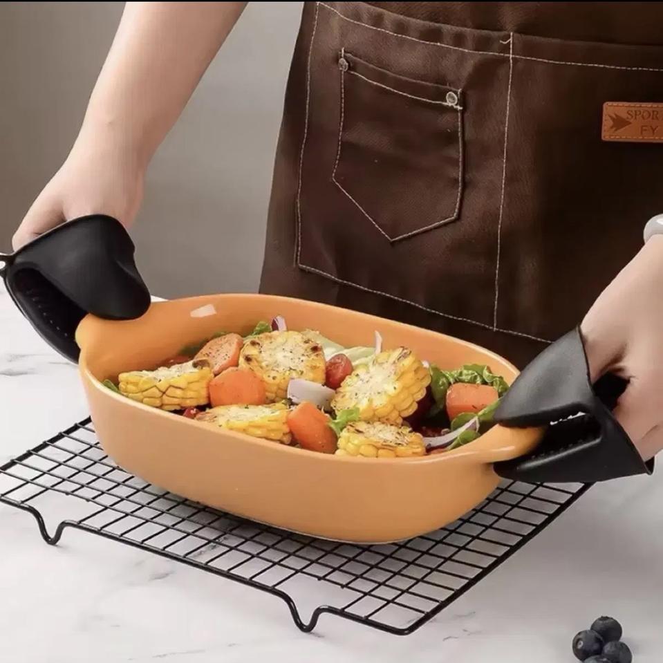 새) 실리콘 내열 화상 미끄럼 방지 오븐 요리 베이킹 장갑 클립