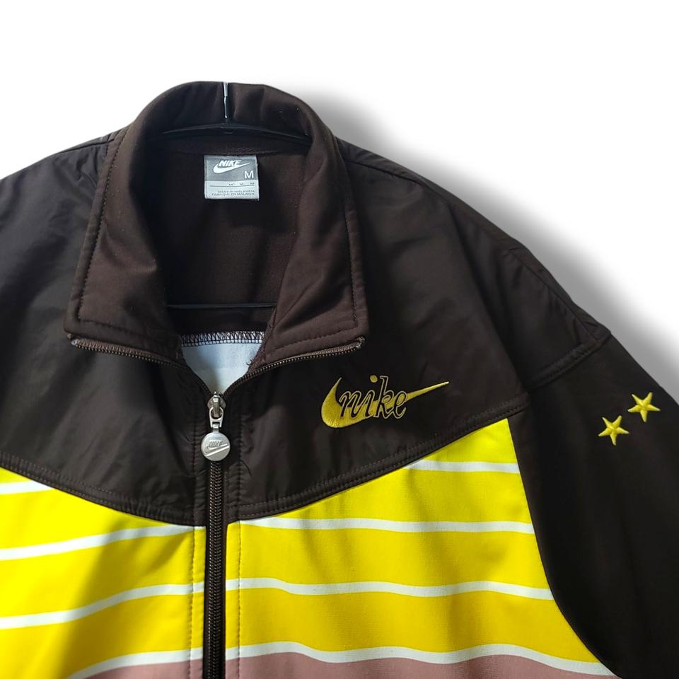 [M] 나이키 브라운 스트라이프 자수 집업 져지