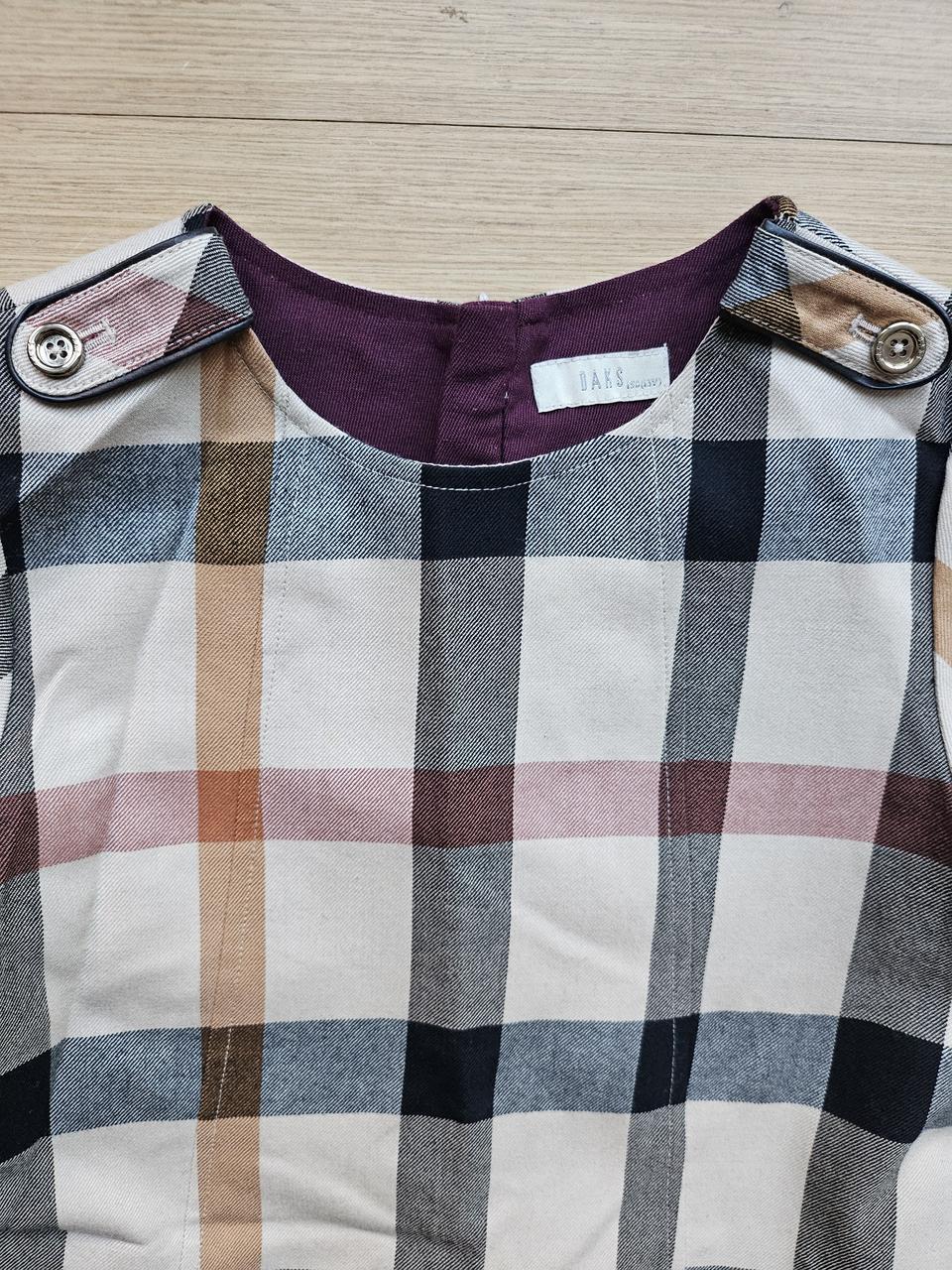 닥스키즈 여아 체크 반팔원피스.모직100