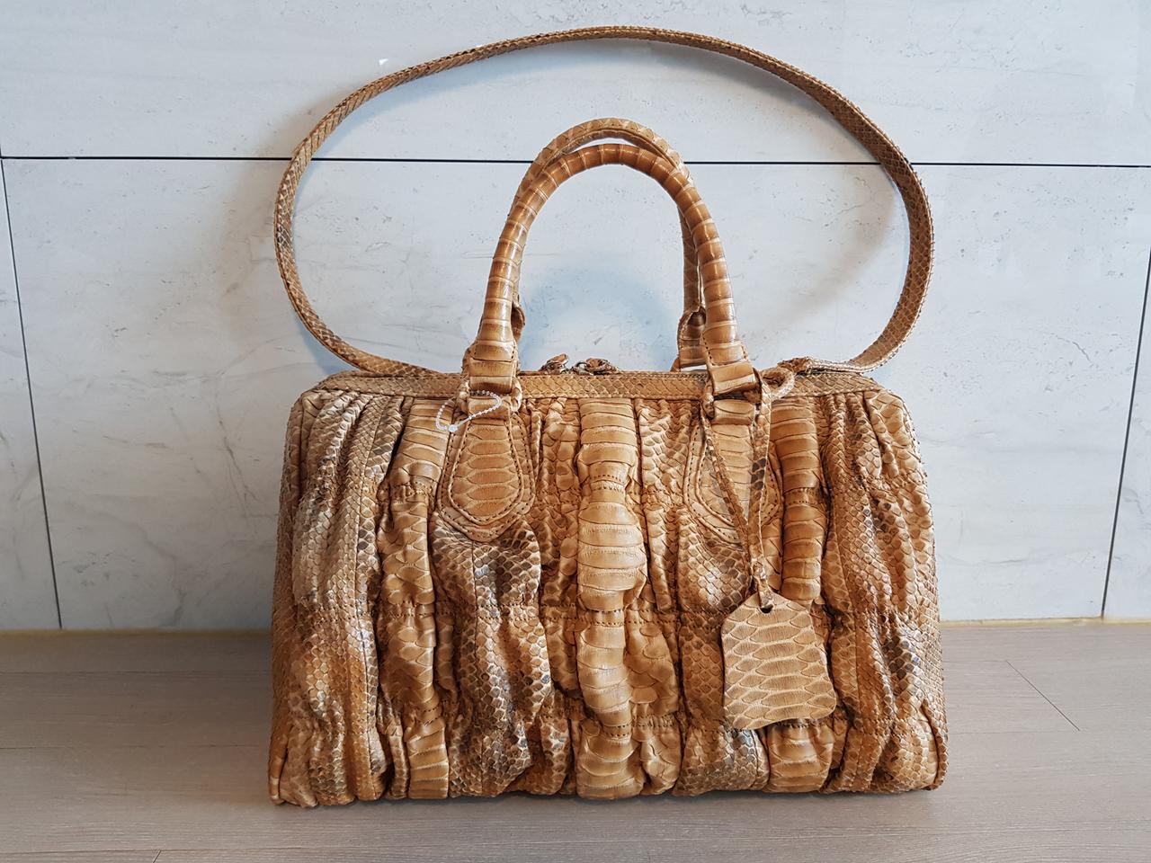 천연 파이톤가죽 빅보스턴백,리얼뱀피(택포)