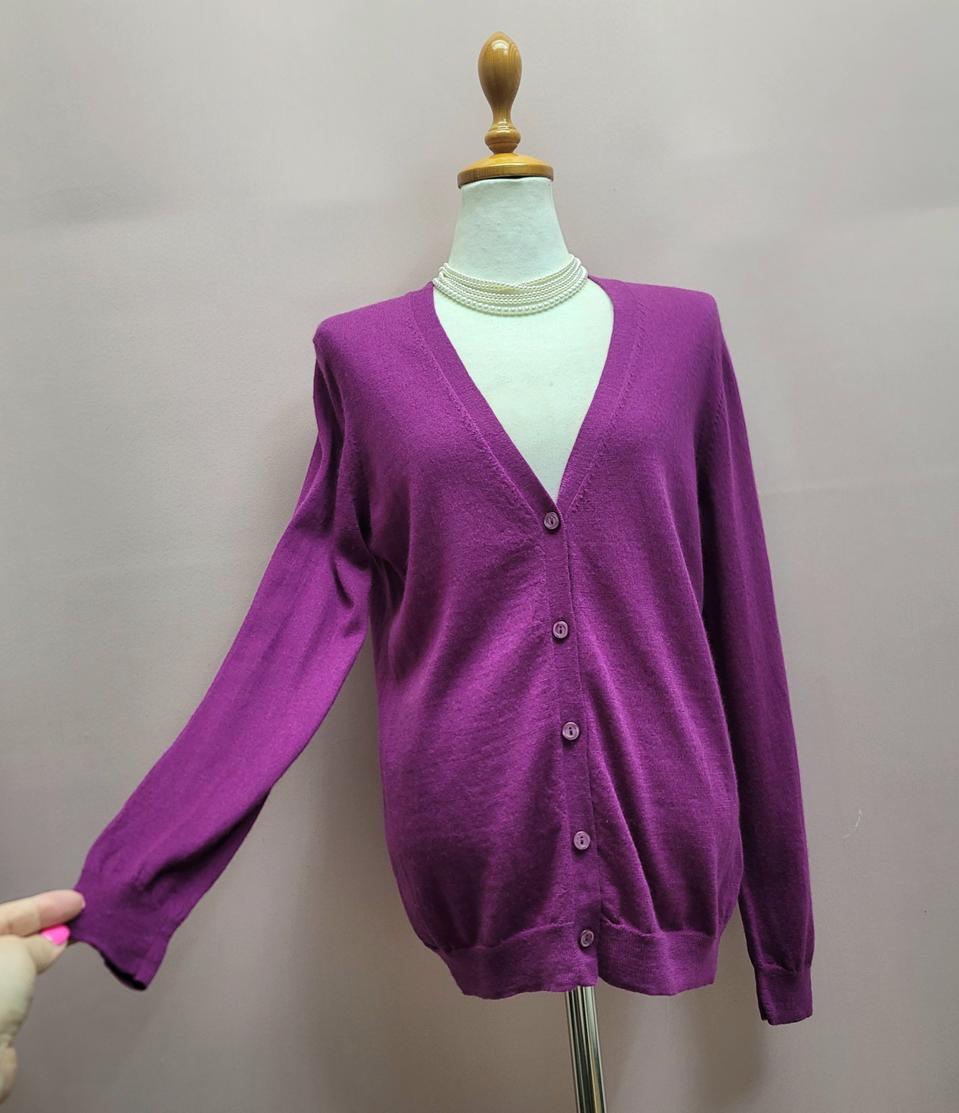 메리노 캐시미어 퍼플 가디건