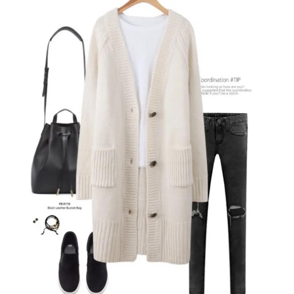 아이보리 니트 롱가디건 프리사이즈