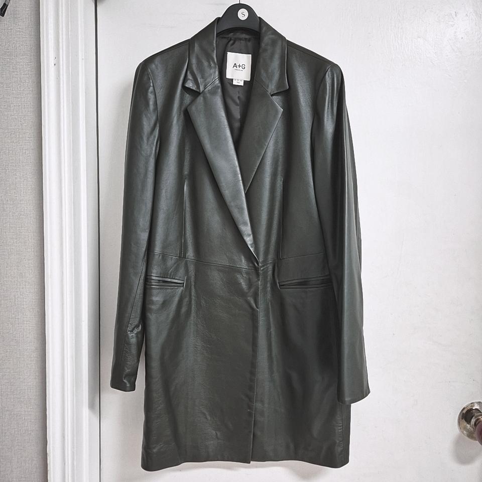 더엣지 양가죽 롱자켓