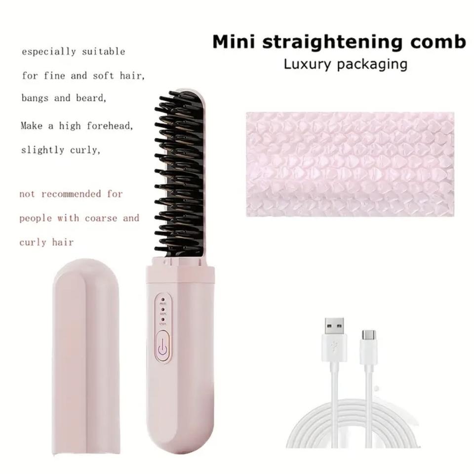 (새상품)휴대용 무선 빗 고데기