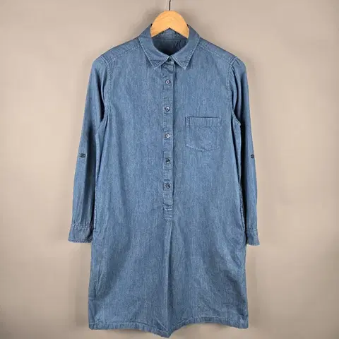 [무료배송]유니클로 소매 롤업 데님 청 셔츠 원피스