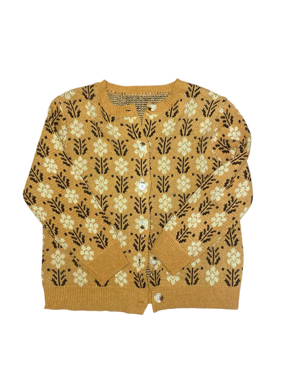 빈티지 모리걸 플라워 브라운 가디건