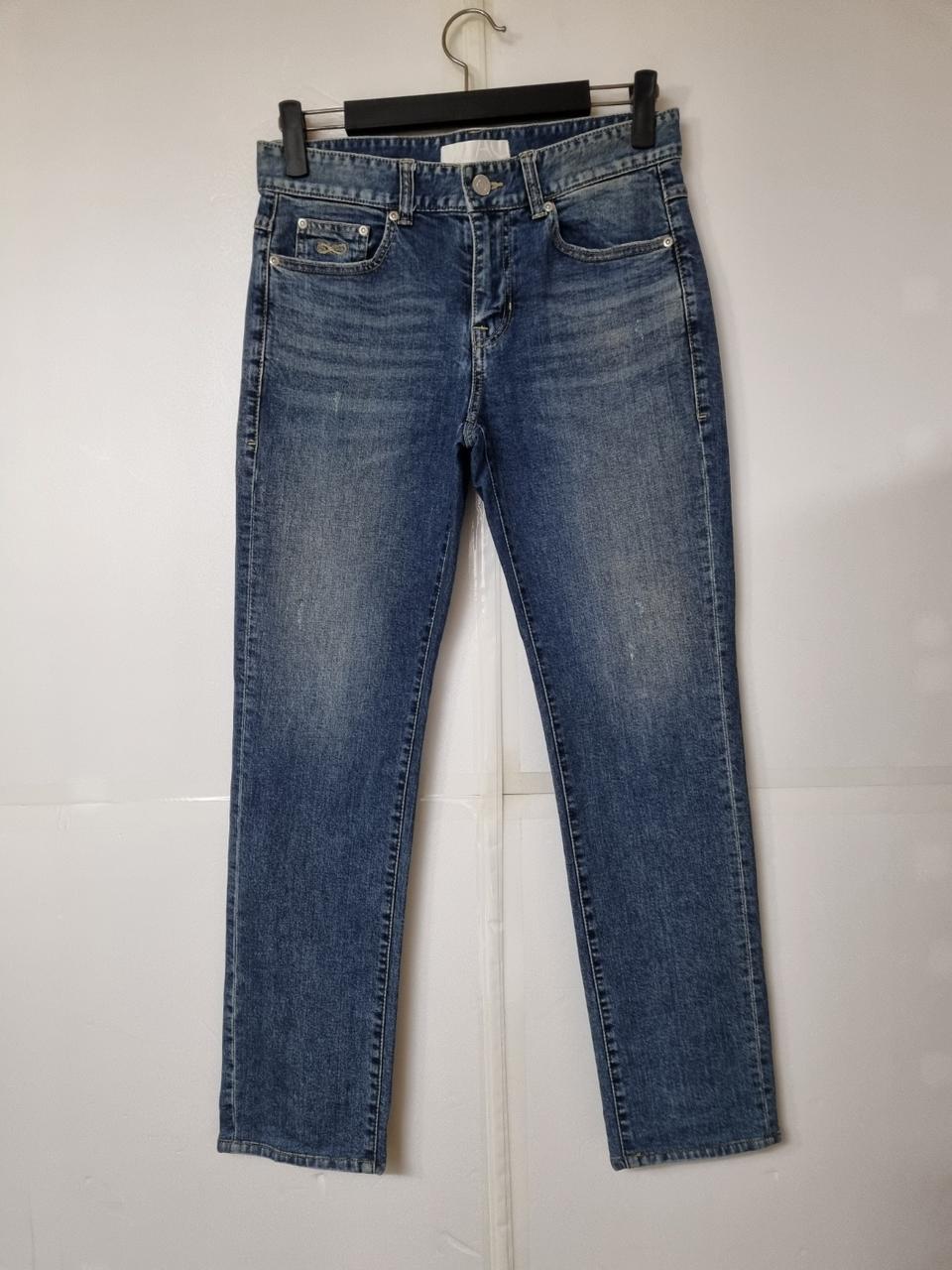 31)플랙진 가죽패치 슬림 스트레이트 워싱 스판 터키산 일자청바지