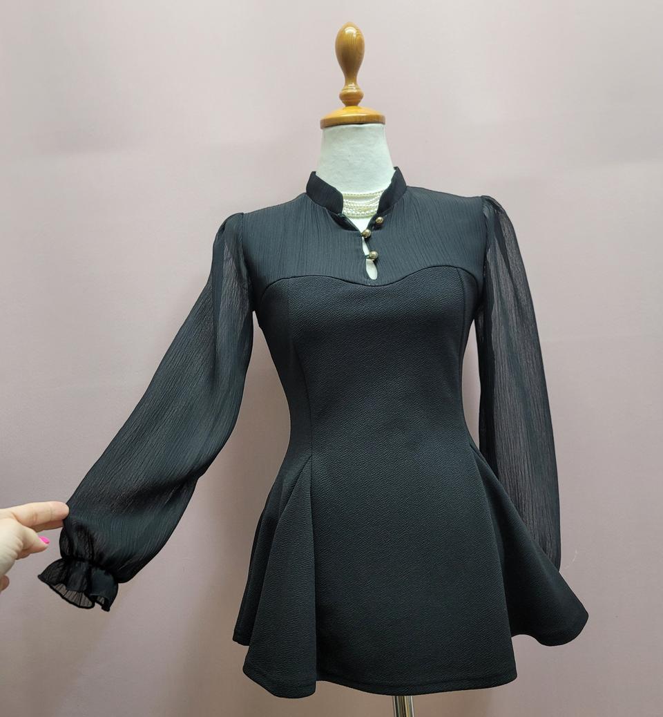 시스루 페플럼 블라우스