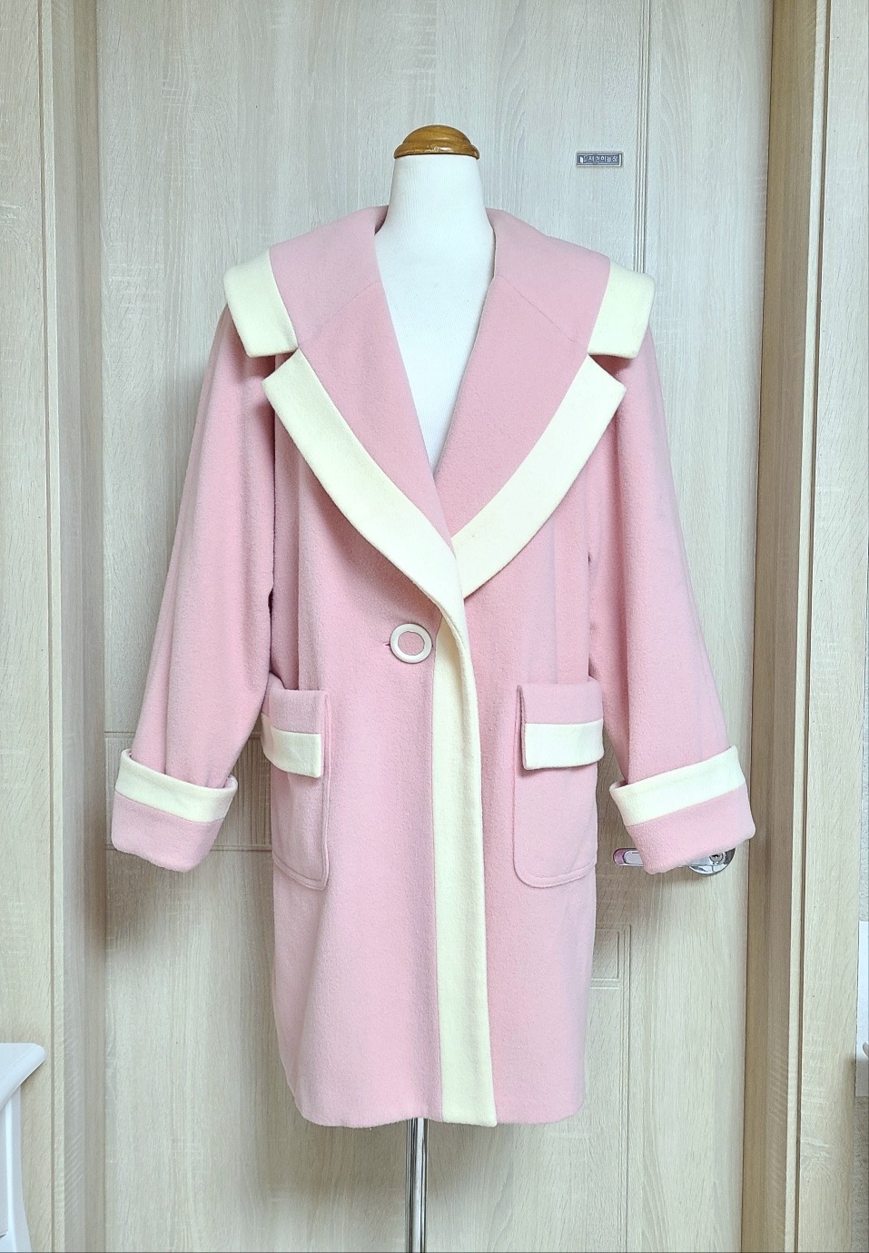 수입 DINO 오버핏 핑크 울코트