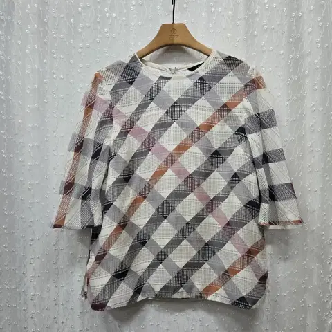 닥스 DAKS 7부 체크 블라우스