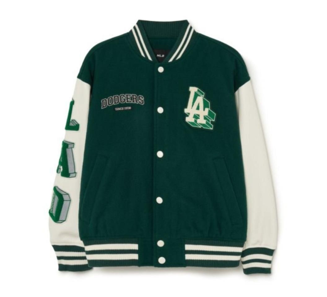 [새제품] MLB LA다저스 울 와펜 소매배색 바시티자켓 L