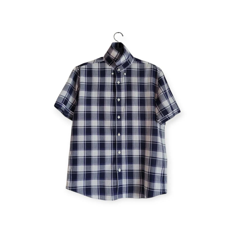 파크랜드 J.HASS 체크 반팔 셔츠 (네이비), 100