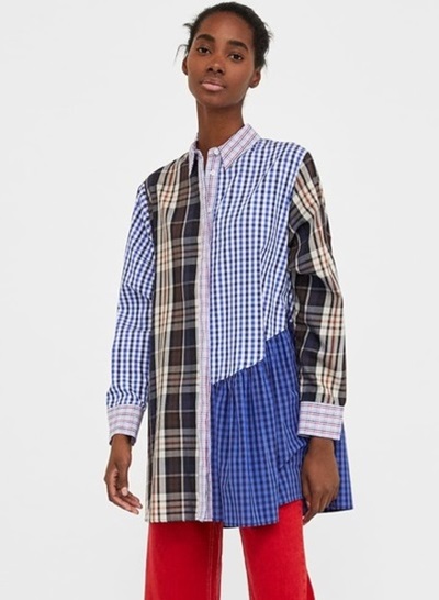 자라 패치워크 롱셔츠