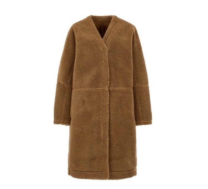 스튜디오톰보이 노카라 페이크 무스탕 코트