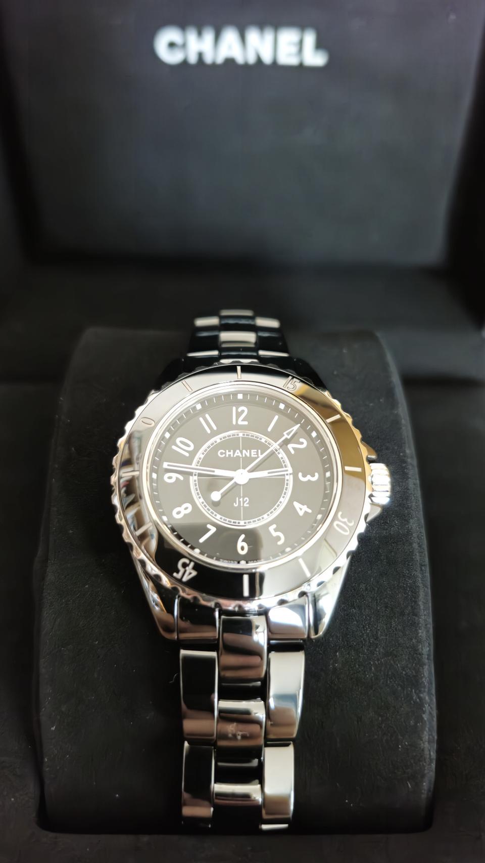 샤넬 J12 쿼츠 33mm 세라믹 스틸 시계 H5695