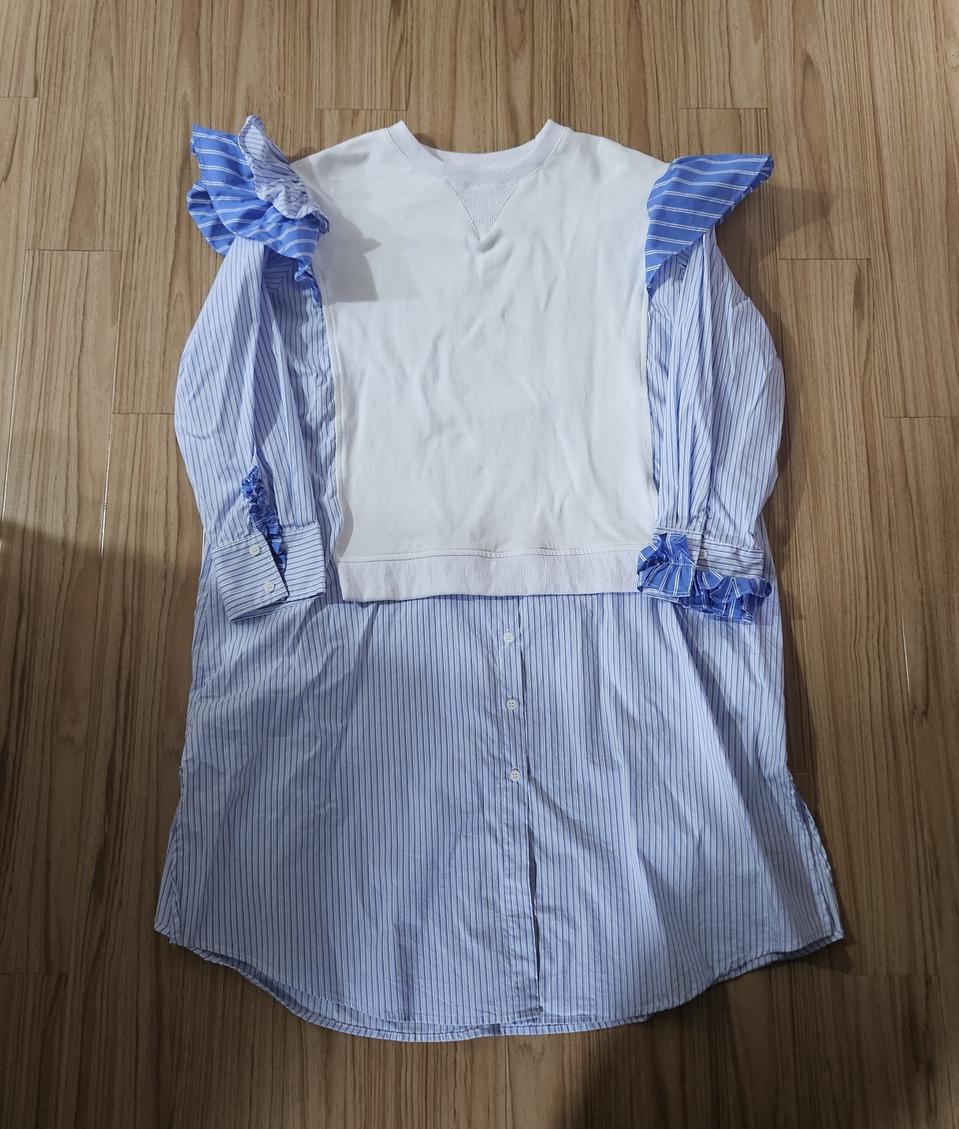 프릴 셔츠배색 원피스