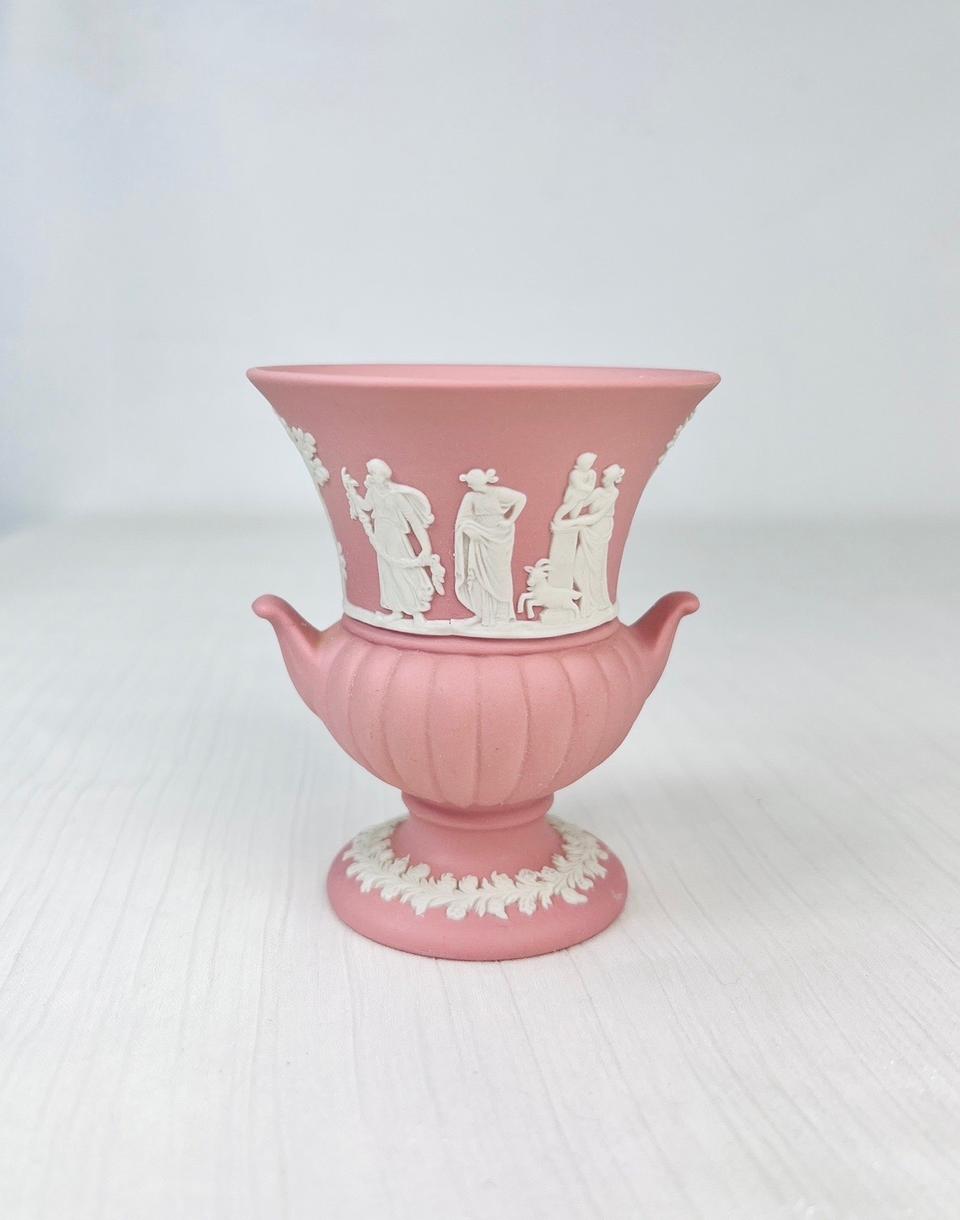 [영국앤틱] 웨지우드 제스퍼웨어 귀달이 화병 베이스 _ 핑크