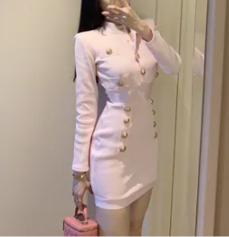 나롱쥐 타이트 스커트 금장 캡 슬림 원피스 섹시 홀복 하객룩 드레스 예복