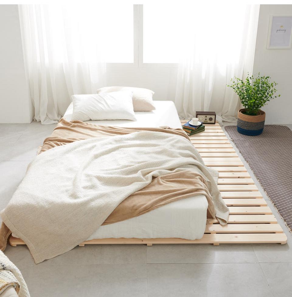[매트리스+깔판]원목 바닥 저상형 접이식 낮은 슈퍼싱글 퀸 매트 침대