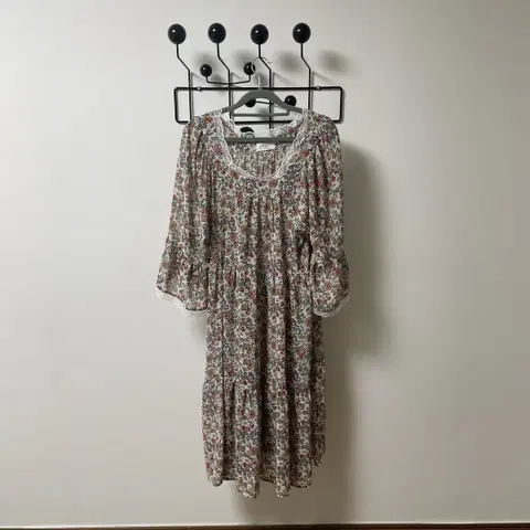 플라워 레이스 쉬폰 롱 원피스