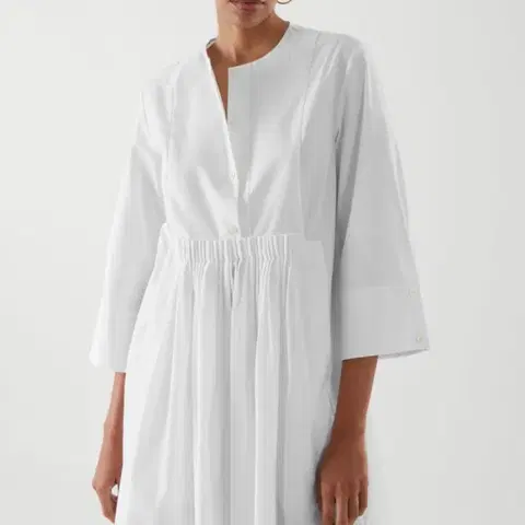 코스(cos) 칼라리스 플리티드 셔츠 화이트 드레스 40사이즈