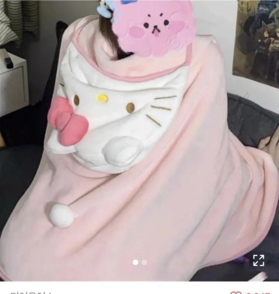 헬로키티 후드 담요