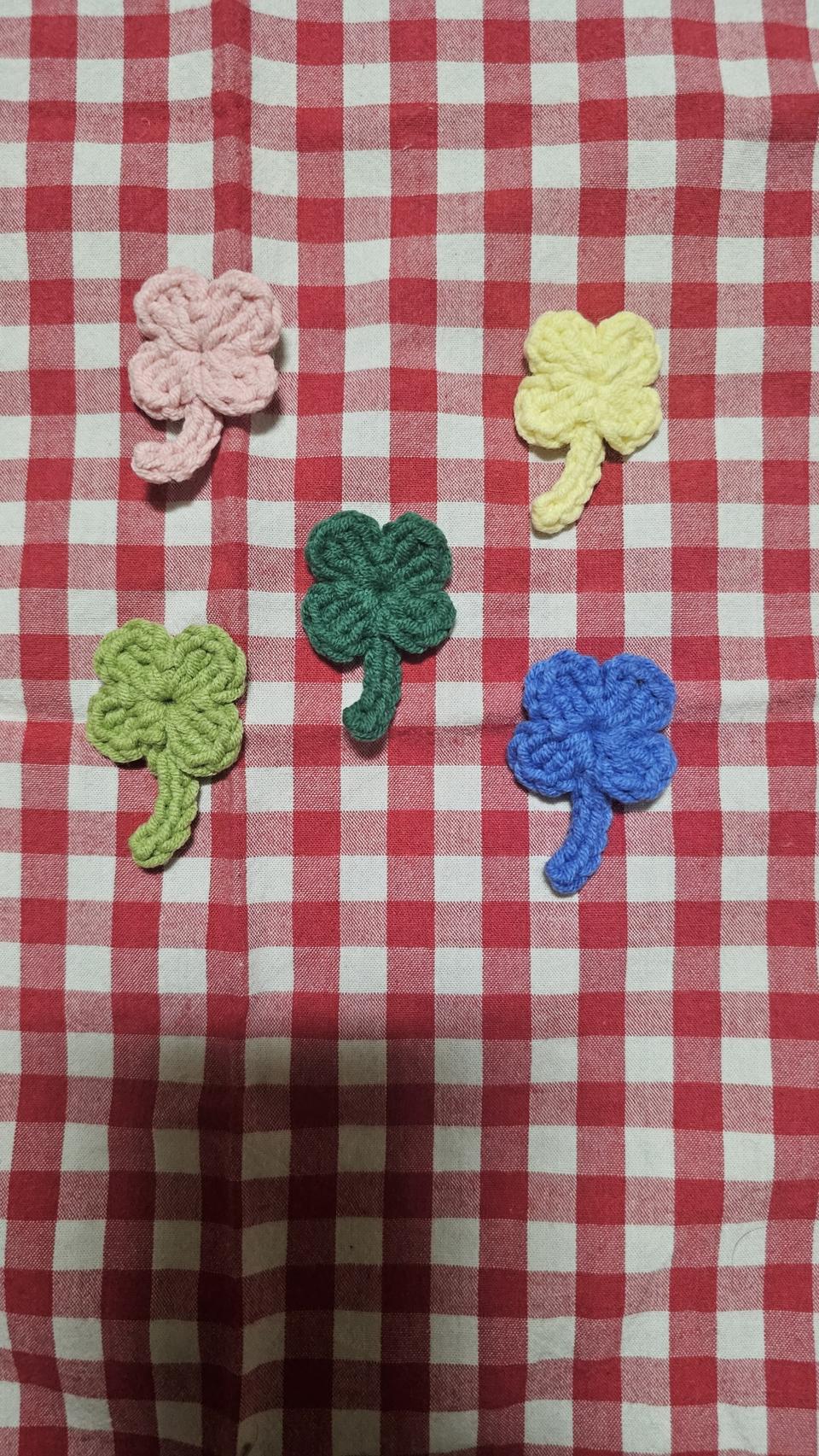 [5월한정]손뜨개 행운의 네잎클로버키링(1+1)