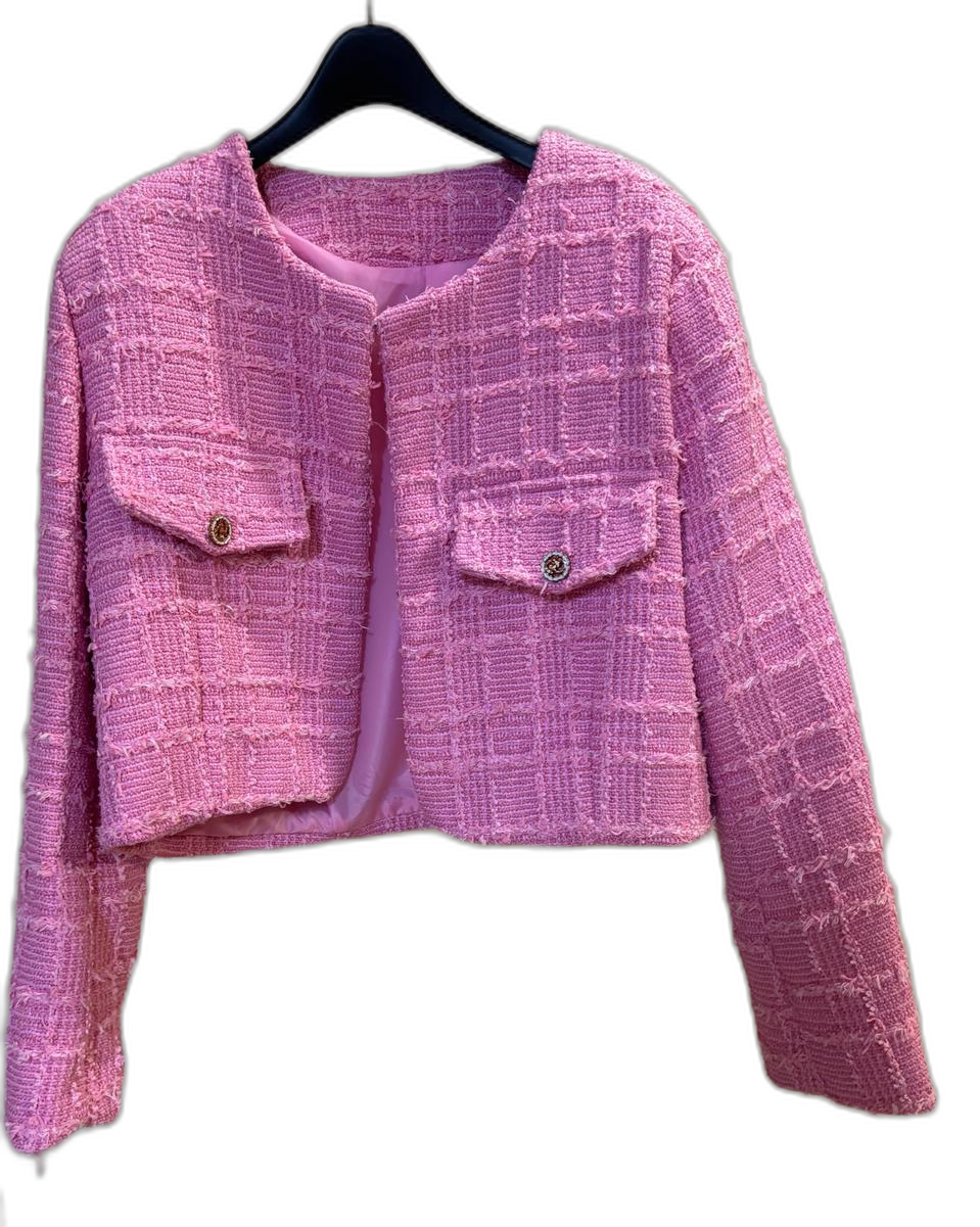 여성 노카라 트위드쟈켓