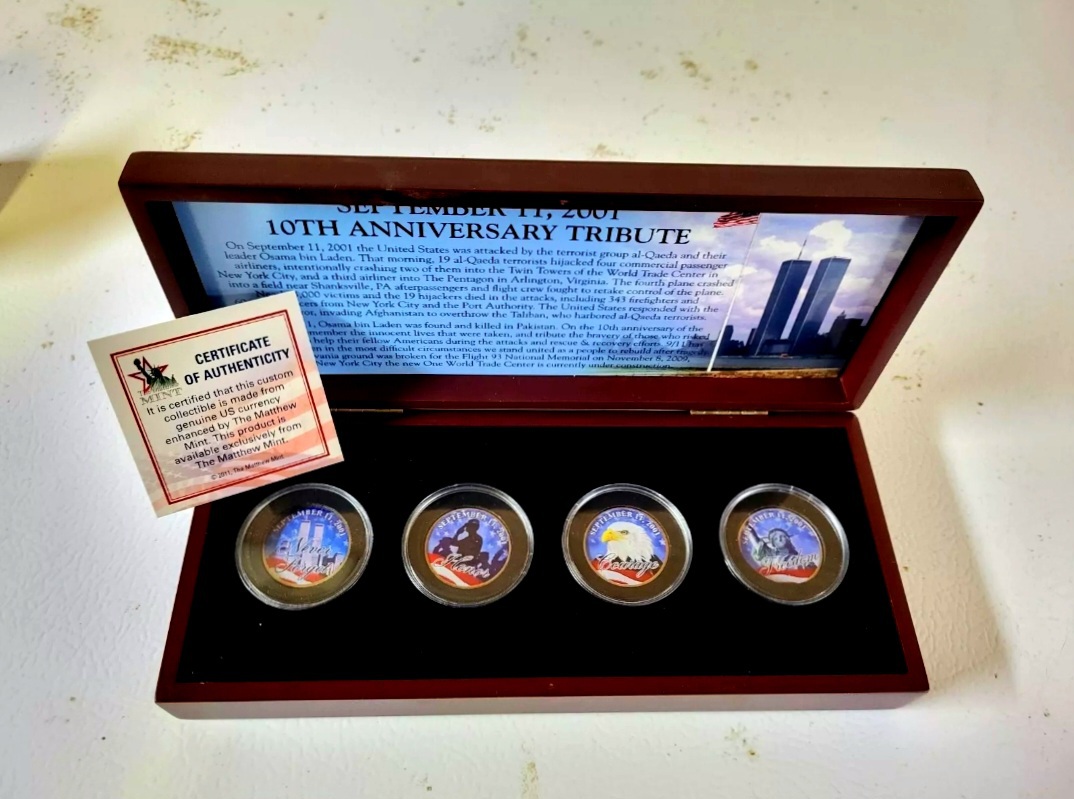 아주귀한 2001년 발행된 9.11테러 추모 색체 하프달러 한정판 4종