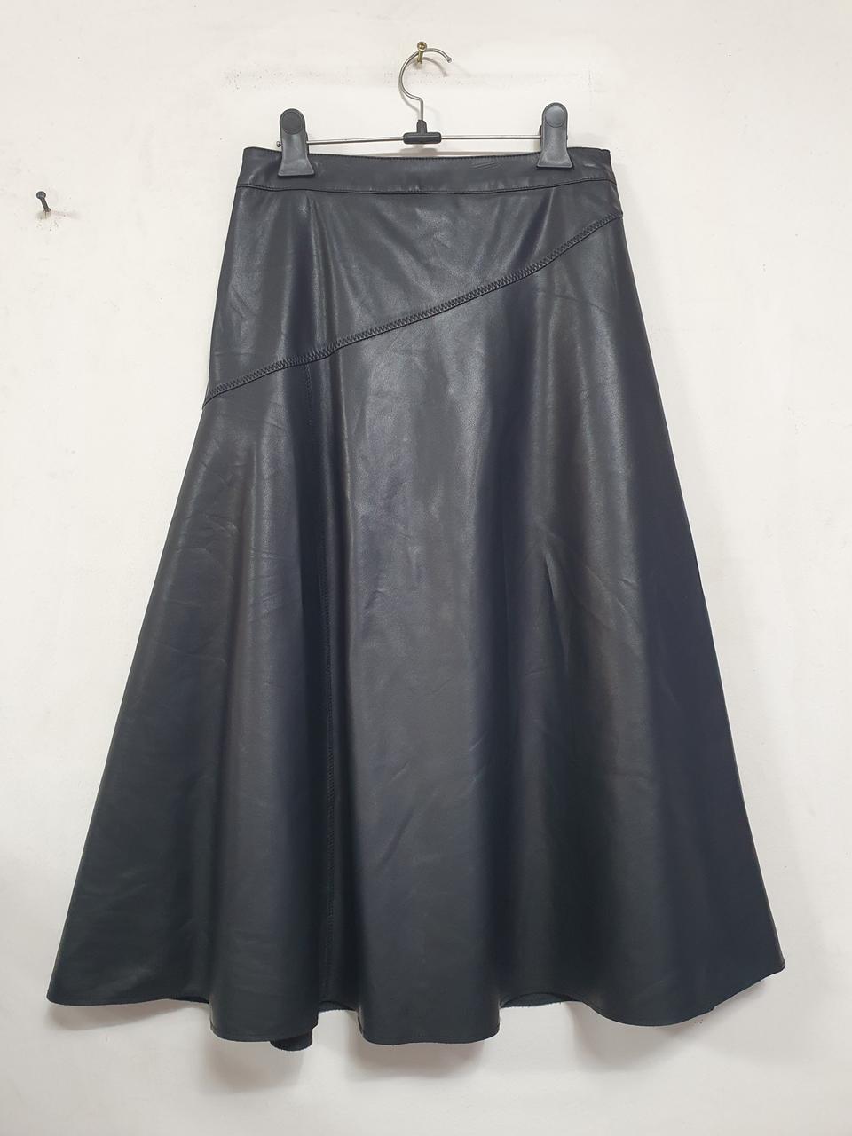 celebshop 인조 가죽 롱 스커트.플레어