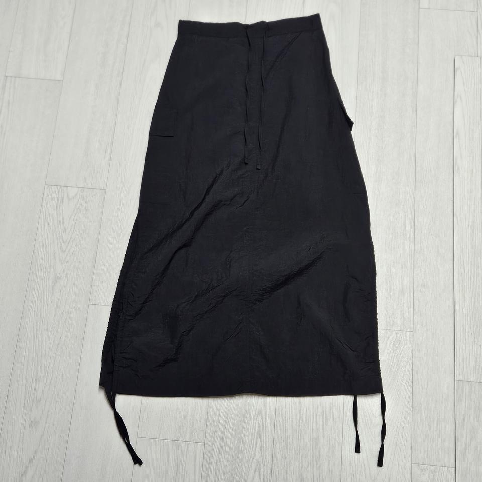 블랙 셔링 카고 롱스커트