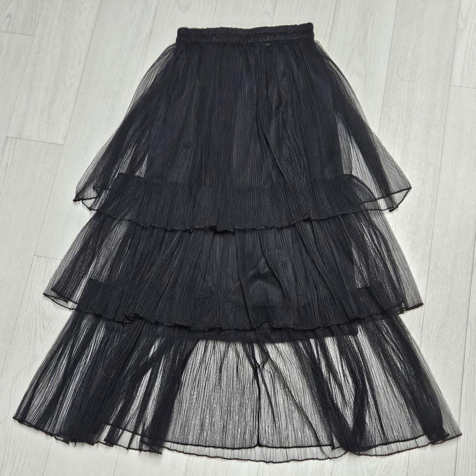 블랙 샤 캉캉 롱스커트