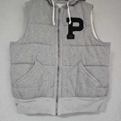 XL 폴로 후드 집업 베스트. 바시티 스타일.코튼 패딩조끼