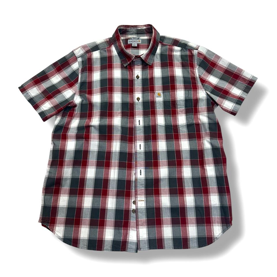 칼하트 슬림핏 체크 반팔 셔츠