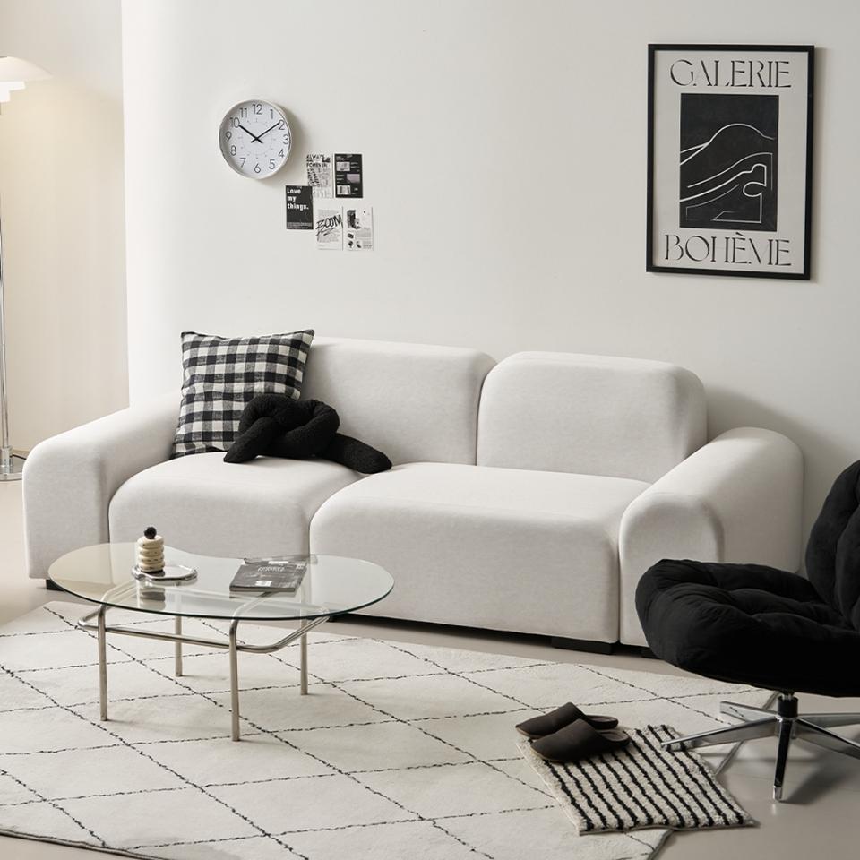 ✨사은품+무료배송✨구름 라텍스 3인용 패브릭 쇼파 양팔걸이 카우치 소파