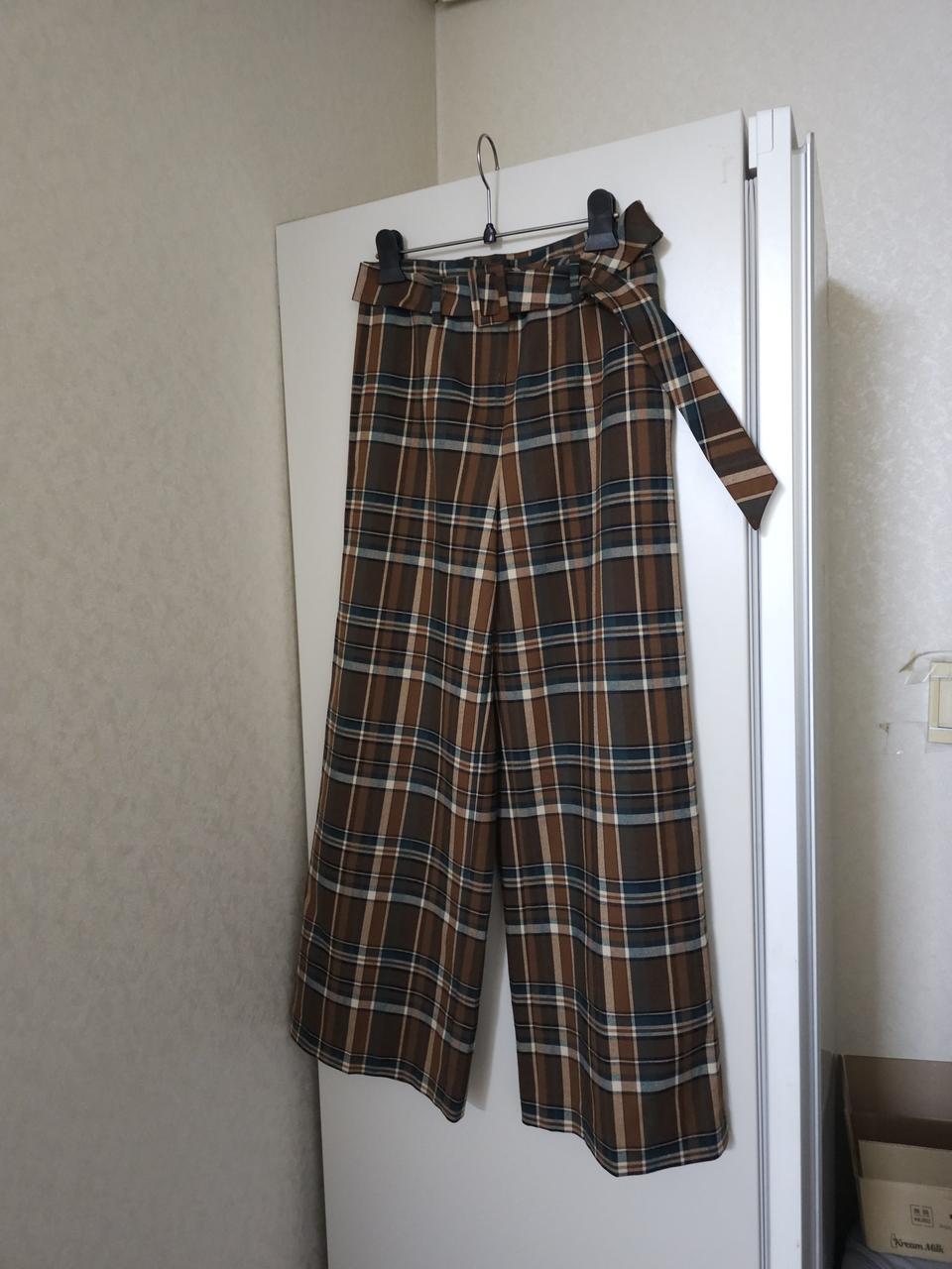 에고이스트 체크 벨티드 슬랙스