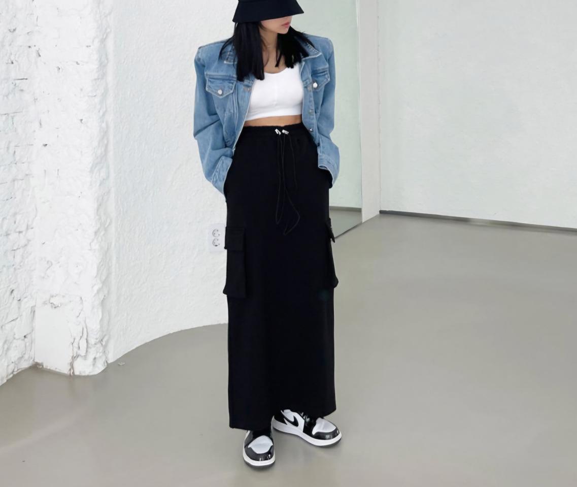 디투샵 베이직 건빵 롱 스커트