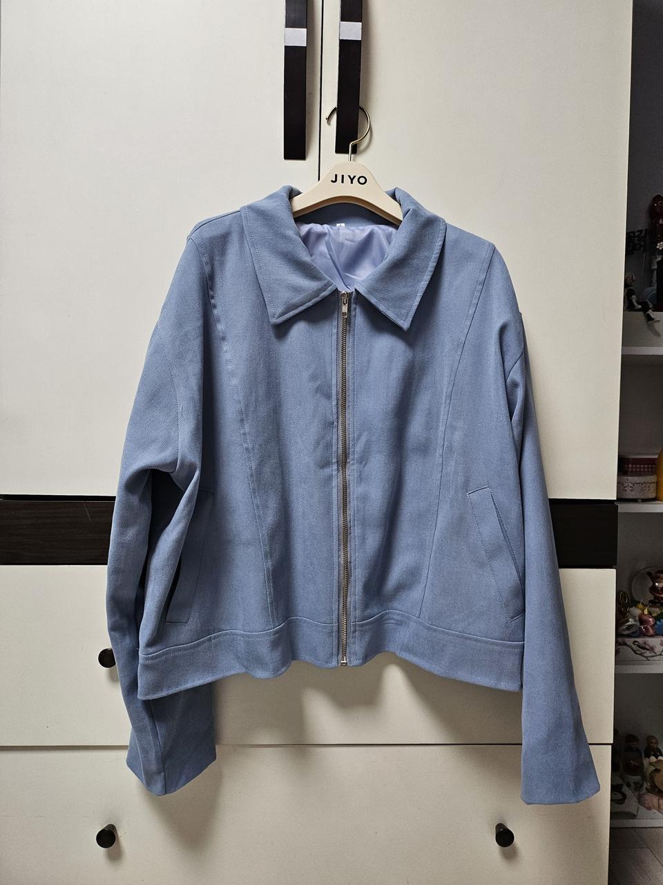 블루 카라 투웨이 코튼 자켓