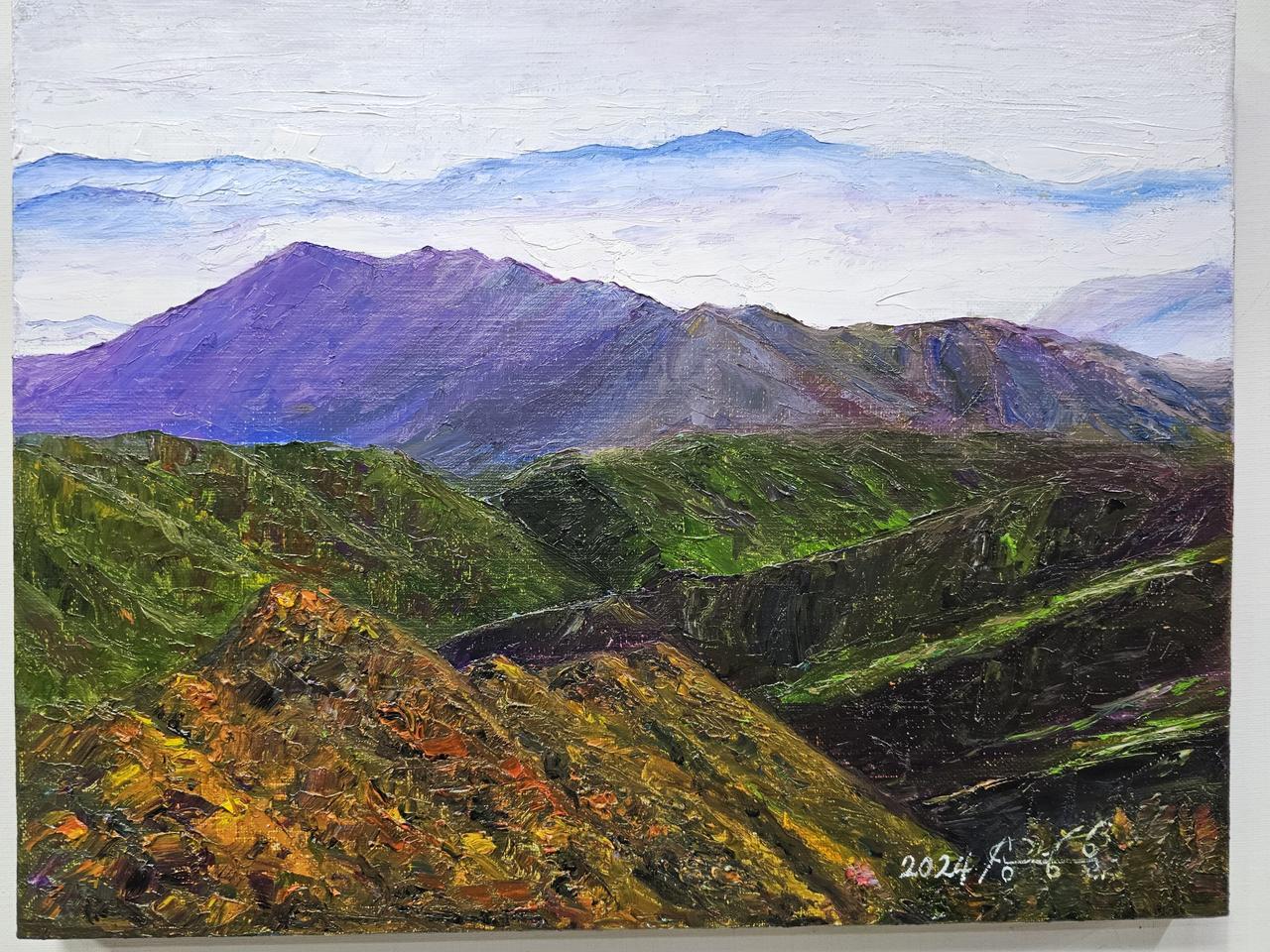 (원화) 6호 캔버스 유화그림 백두대간 가을빛 산맥 유화그림 서양화