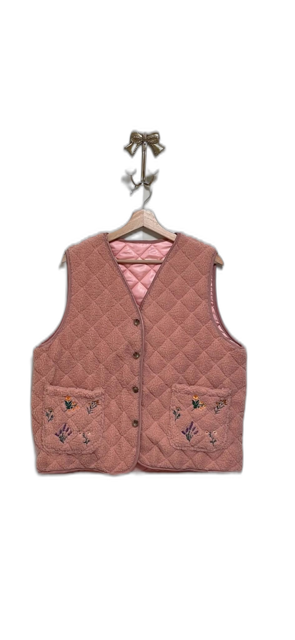 플라워 자수 누빔 양털 조끼 (할매조끼)