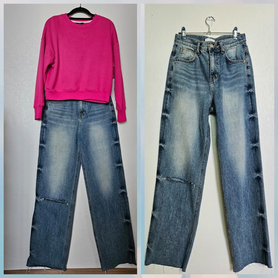 le 컬렉션 펀칭와이드데님. 크롭맨투맨85는덤