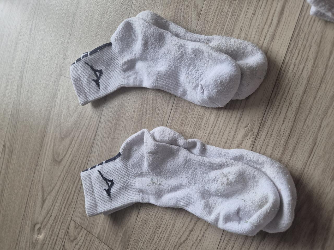 미즈노 중장목 화이트 네이비 양말 2켤레