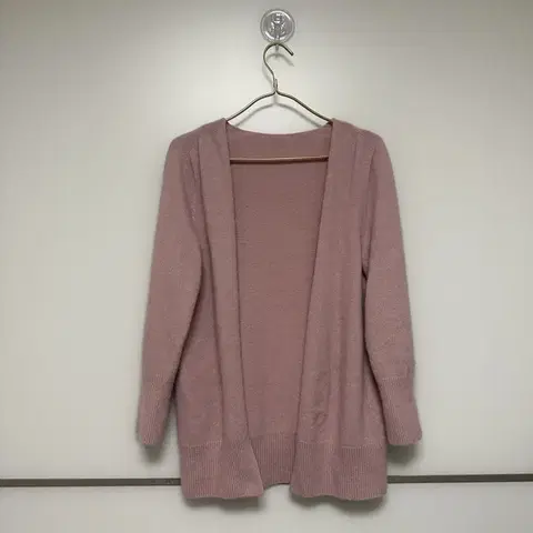 연핑크 오픈 롱 가디건