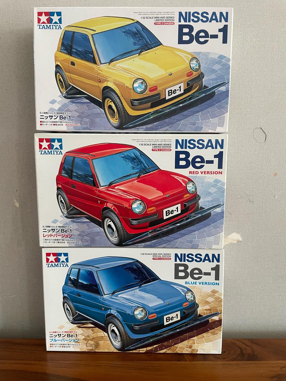 타미야 미니카 닛산 Be-1 3종 세트(파랑,노랑,빨강)