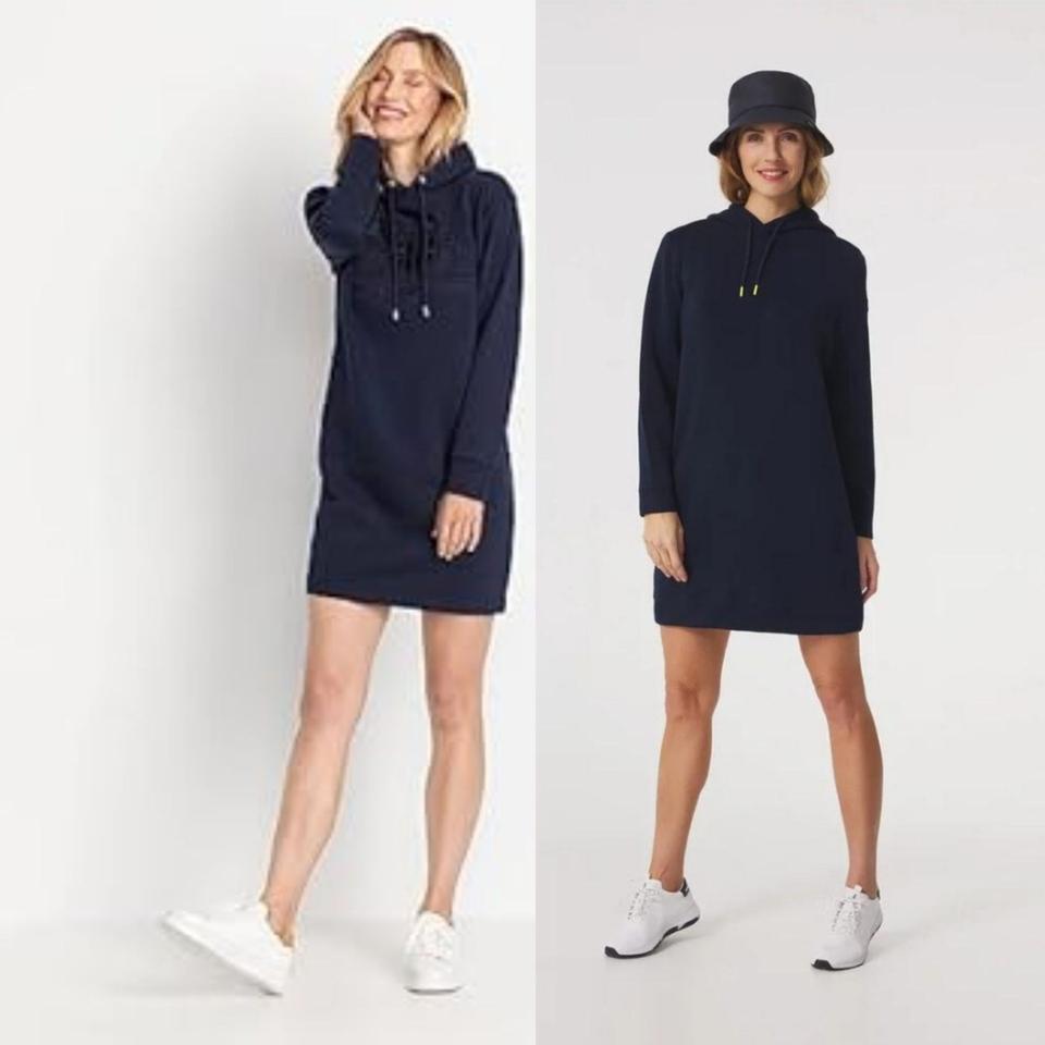 네이비 후드 롱니트 원피스