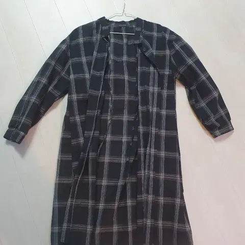 여성 체크 롱 원피스