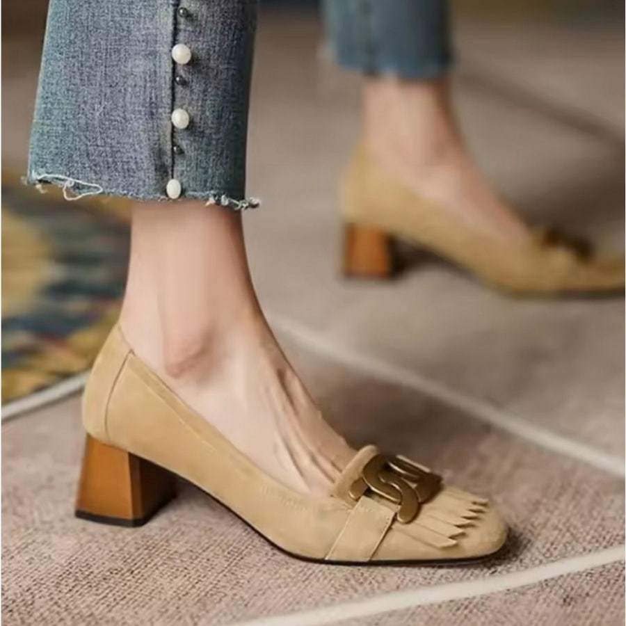 여자싱글슈즈 펌프스 미드힐 로퍼 스웨이드 캐주얼 드레스 225~255