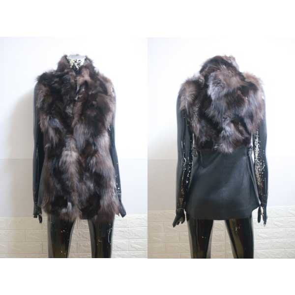 (55) 크로커다일 레이디 여우털 퍼 양가죽 조끼 (사이즈 90 55)