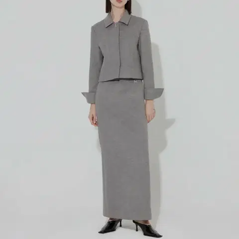 로우타이드 크롭 자켓 + 스커트 셋업 새상품